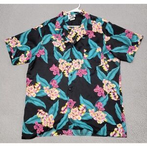 Hilo Hattie Shirt Mens XL Floral Hawaiian Button Up Camp Tropical Hibiscus
